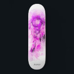 *~* Sacred Tribal Shamanic Dream Catcher Boho Skateboard<br><div class="desc">* Western BOHO American Watercolor Abstract Dream Catcher Journey with lovely Feathers as a Shamanic symbol for a Native American Spiritual Healer or BOHEMIAM design. * . *** The colors are mostly deep PINK MAGENTA on WHITE. This spirit based esoteric popular boho creative abstract modern dreamcatcher and feathers design will...</div>