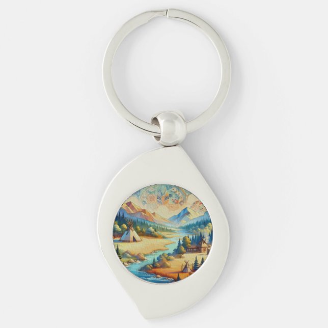 Sacred Valley Calm Symbolic Landscape Keychain (Front)