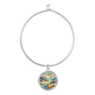 Sacred Valley - Native American Tribal Landscape Bangle Bracelet