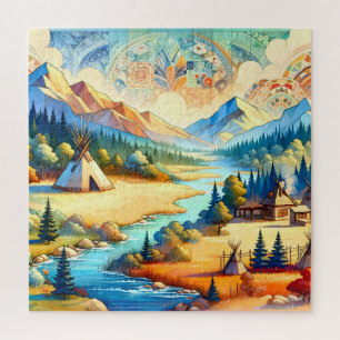 Sacred Valley - Native American Tribal Landscape Jigsaw Puzzle