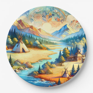 Sacred Valley - Native American Tribal Landscape Paper Plates