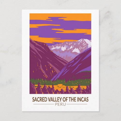 Sacred Valley Peru Travel Art Vintage Postcard
