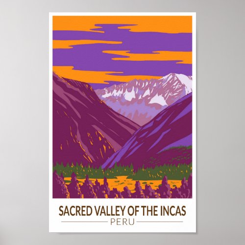 Sacred Valley Peru Travel Art Vintage Poster
