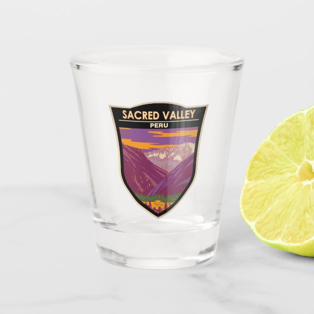 Sacred Valley Peru Travel Art Vintage Shot Glass (Front)