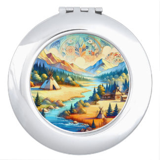 Sacred Valley Symbolic Nature Design Compact Mirror