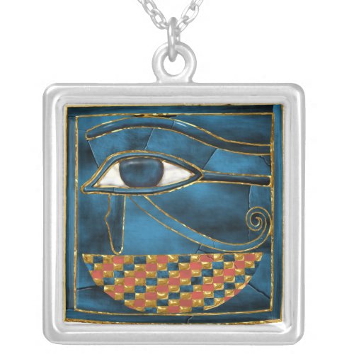 Sacred Wedjat Eye of Horus Silver Plated Necklace