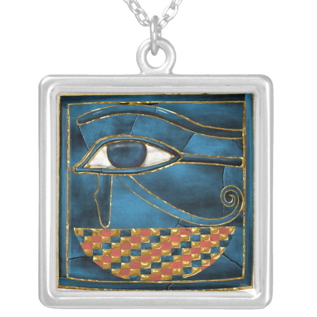 Sacred Wedjat Eye of Horus Silver Plated Necklace (Front)