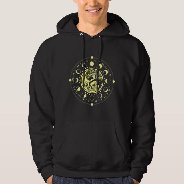 sacred yin and yang tree of life mystical moon hoodie (Front)