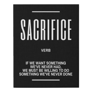 SACRIFICE Definition Quote Faux Canvas Print