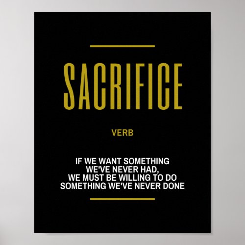 Sacrifice Inspirational Quote On Success Poster