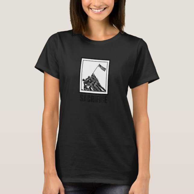 Sacrifice Iwo Jima War Monument Photo Art USA Prou T-Shirt (Front)