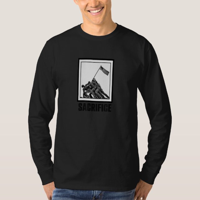 Sacrifice Iwo Jima War Monument Photo Art USA Prou T-Shirt (Front)