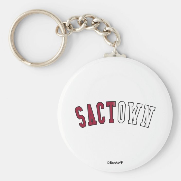 Sactown in California State Flag Colors Keychain