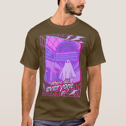 Sad 1980s Vaporwave Ghost Sheet Ghost Esthetic Re T_Shirt