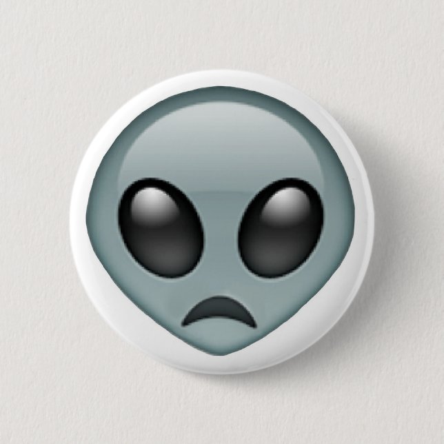 Sad Alien Emoji Pinback Button (Front)