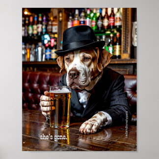 Sad and Lonely Pets Poster Print "She's Gone"