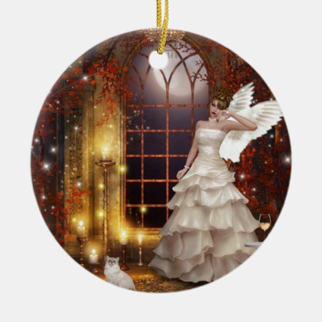 Sad Angel Ceramic Ornament (Front)