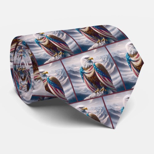 Sad Bald Eagle Wearing American Flag Neck Tie