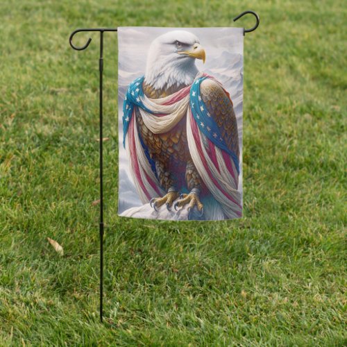 Sad Bald Eagle With American Flag