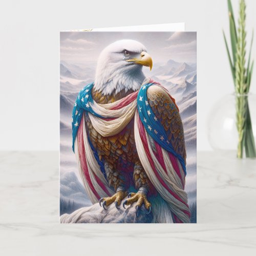 Sad Bald Eagle with Flag 4th of July  Card