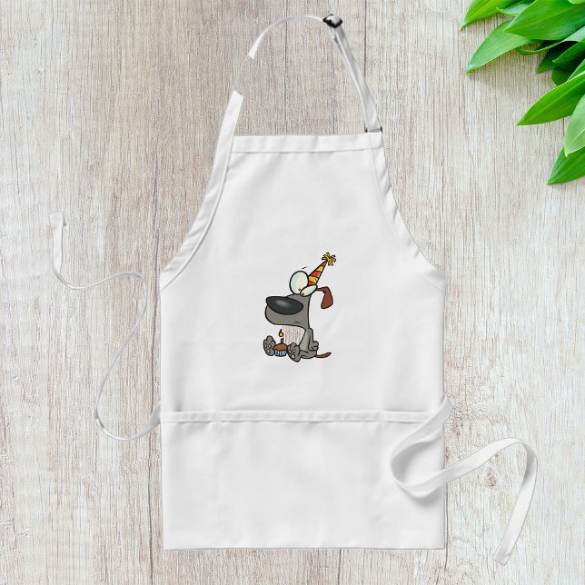 Sad Birthday Dog Cartoon with Cupcake Adult Apron (Creator Uploaded)