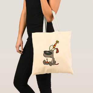 Sad Birthday Dog Cartoon with Cupcake Tote Bag