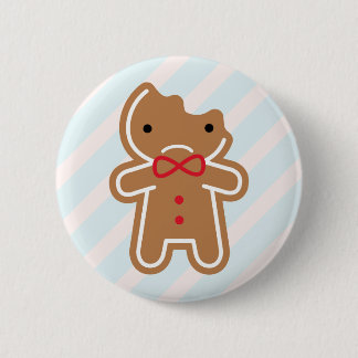 Sad Bitten Kawaii Gingerbread Man Button
