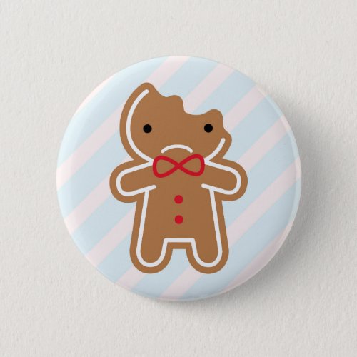 Sad Bitten Kawaii Gingerbread Man Button