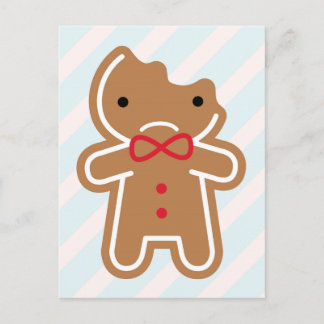 Sad Bitten Kawaii Gingerbread Man Postcard