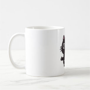 Sad Black Cat Smile Thumbs Up Funny Coffee Mug
