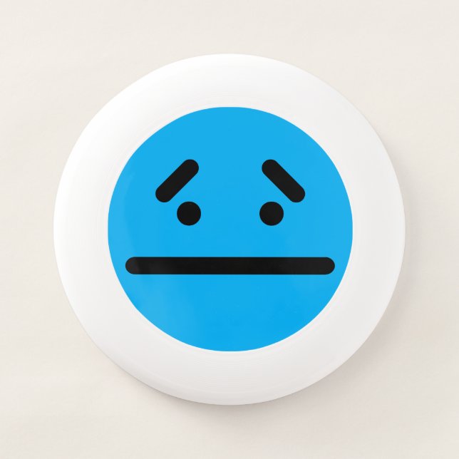 Sad Blank Face Blue Wham-O Frisbee (Front)