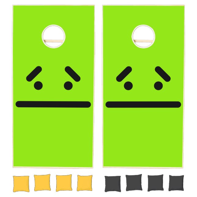 Sad Blank Face Green Cornhole Set (Set)