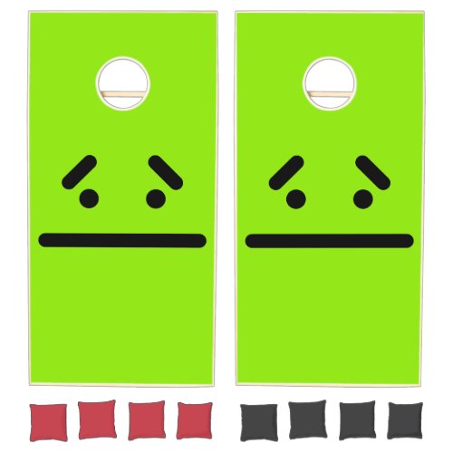 Sad Blank Face Green Cornhole Set