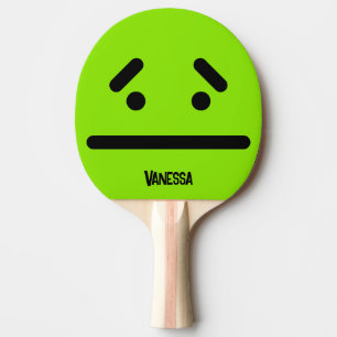 Sad Blank Face Green with Name Ping Pong Paddle