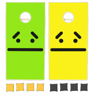 Sad Blank Face Green & Yellow Cornhole Set