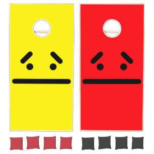 Sad Blank Face Yellow & Red Cornhole Set