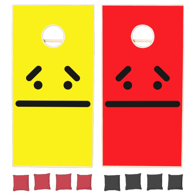 Sad Blank Face Yellow & Red Cornhole Set (Set)