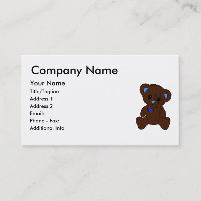 Sad Blue Teddy Bear Business Card (Front)