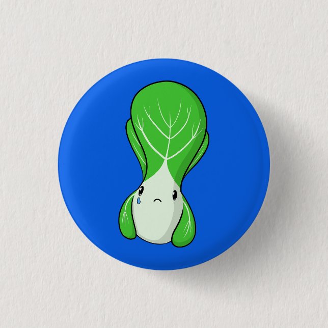 Sad Bok Choy Pinback Button (Front)