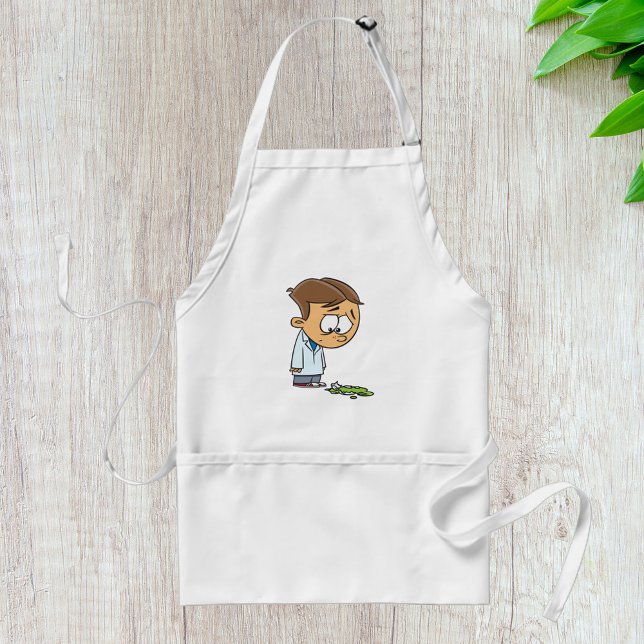 Sad Boy Scientist with Broken Experiment Adult Apron (Creator Uploaded)