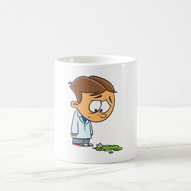 Sad Boy Scientist with Broken Experiment Coffee Mug (Creator Uploaded)
