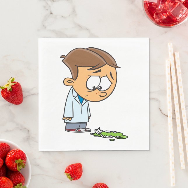 Sad Boy Scientist with Broken Experiment Napkins (Creator Uploaded)