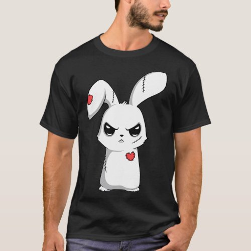 Sad Broken Cute Emo Bunny Creepy Goth Happy Easte T_Shirt