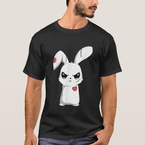 Sad Broken Cute Emo Bunny Creepy Goth Happy Easter T_Shirt