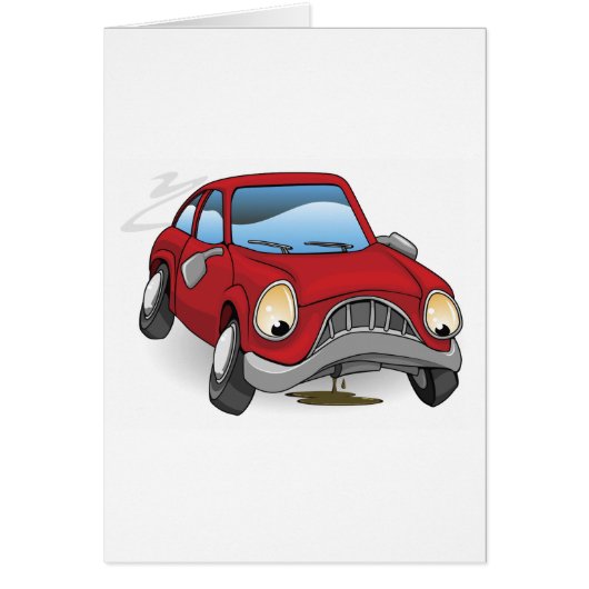 Sad broken down cartoon car cards (Front)