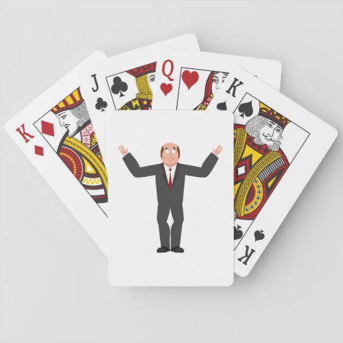 Sad Businessman Depressed Playing Cards
