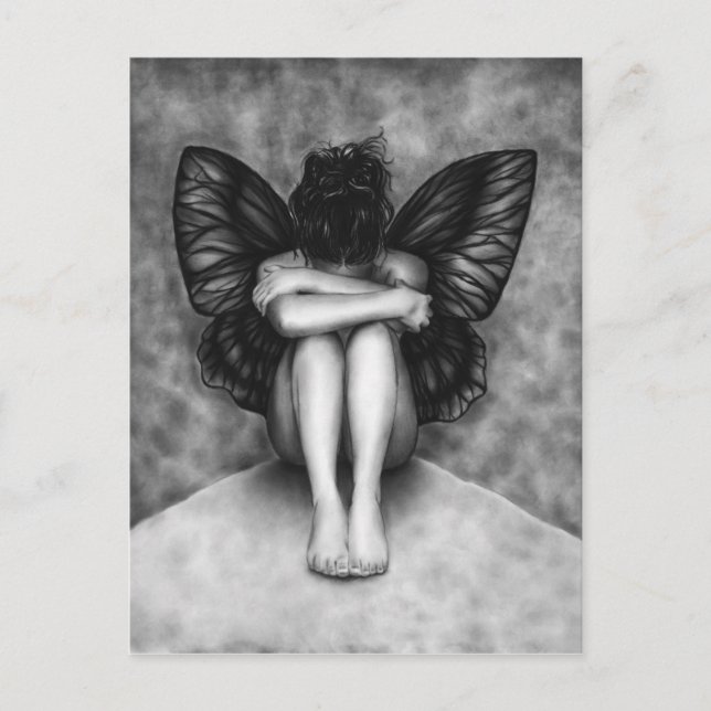 Sad Butterfly Girl Postcard (Front)