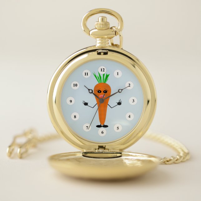 Sad Carrot (Classic Face) by Kenneth Yoncich Pocket Watch (Inside)