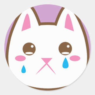 SAD CAT CLASSIC ROUND STICKER