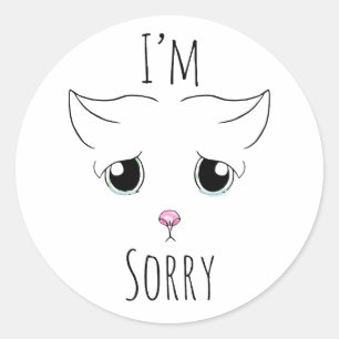 Sad Cat Face: I'm Sorry Classic Round Sticker